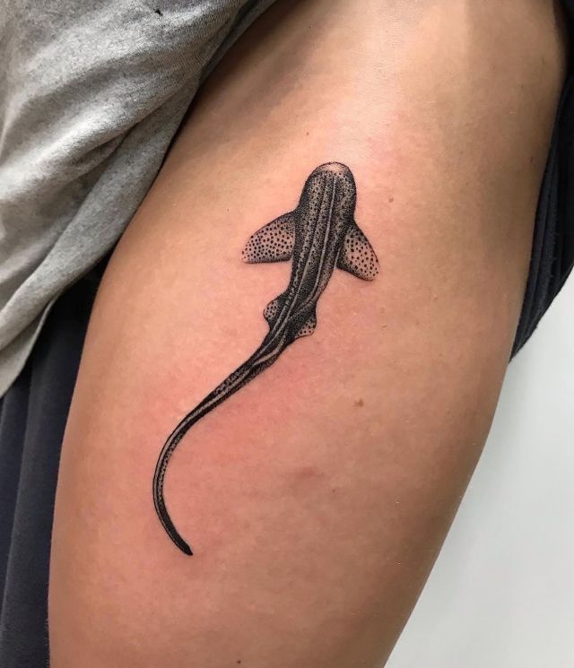 Cool Zebra Shark Tattoo on Thigh