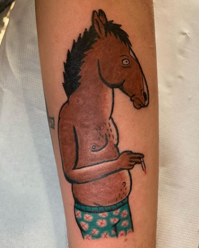 Smoking Bojack Horseman Tattoo on Arm