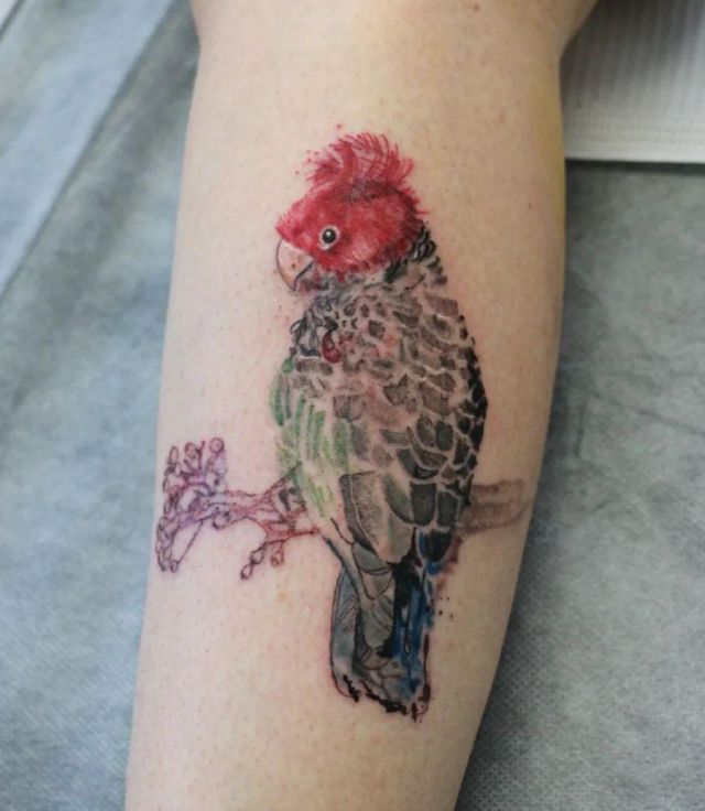 Elegant Cockatoo Tattoo on Leg