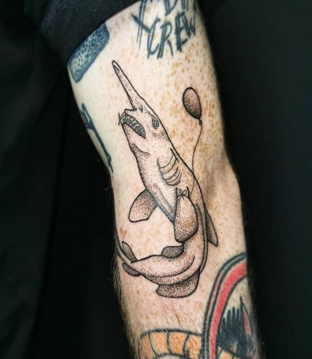 Cool Goblin Shark Tattoo on Upper Arm