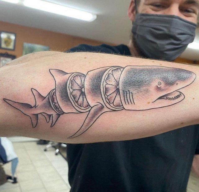 Cool Lemon Shark Tattoo on Forearm