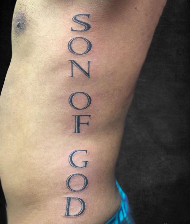 Elegant Son of God Tattoo on Side Body