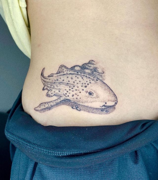 Elegant Zebra Shark Tattoo on Waist