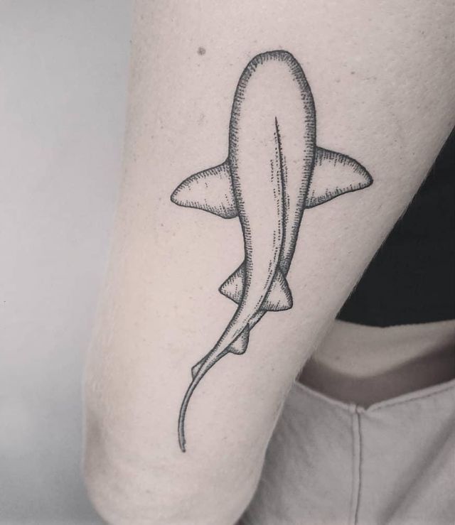 Simple Nurse Shark Tattoo on Upper Arm