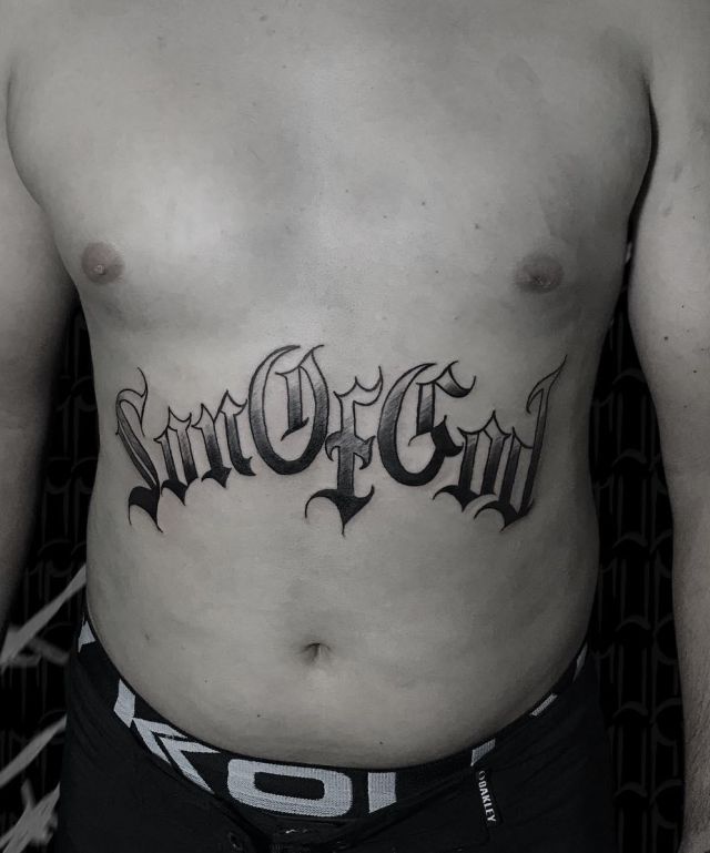 Pretty Son of God Tattoo on Belly