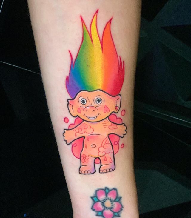 Colourful Troll Tattoo on Arm