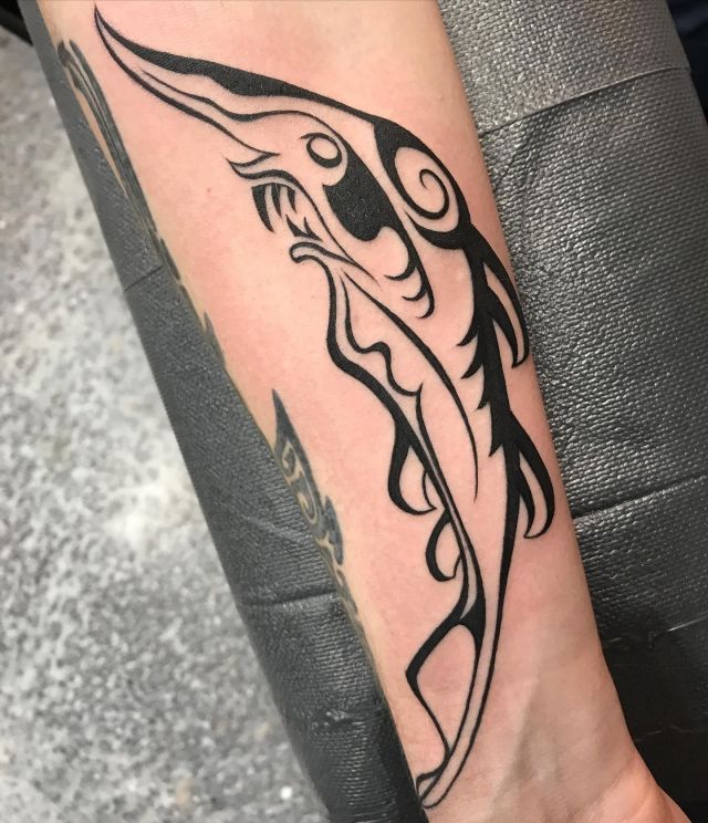 Totem Goblin Shark Tattoo on Forearm