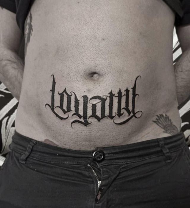 Pretty Loyalty Tattoo on Belly