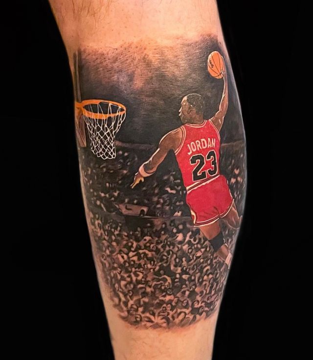 Amazing Michael Jordan Tattoo on Leg