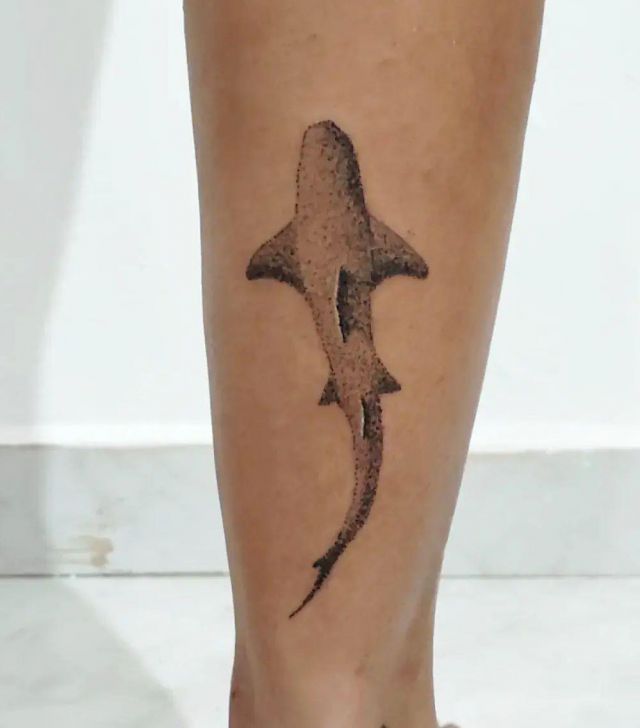 Cool Nurse Shark Tattoo on Leg