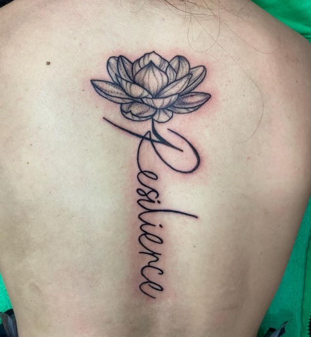 Lotus Resilience Tattoo on Back