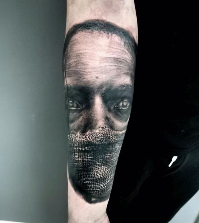 Men Speak No Evil Tattoo on Forearm