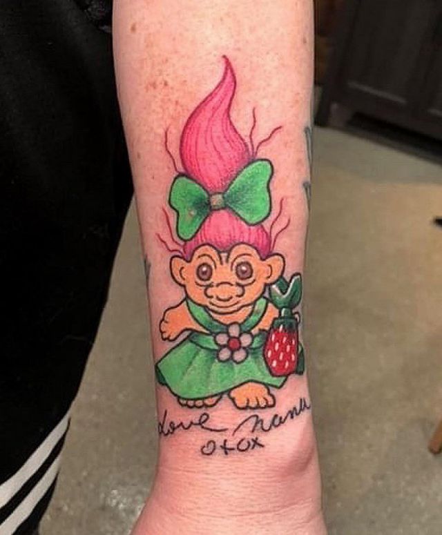 Cute Troll Tattoo on Forearm