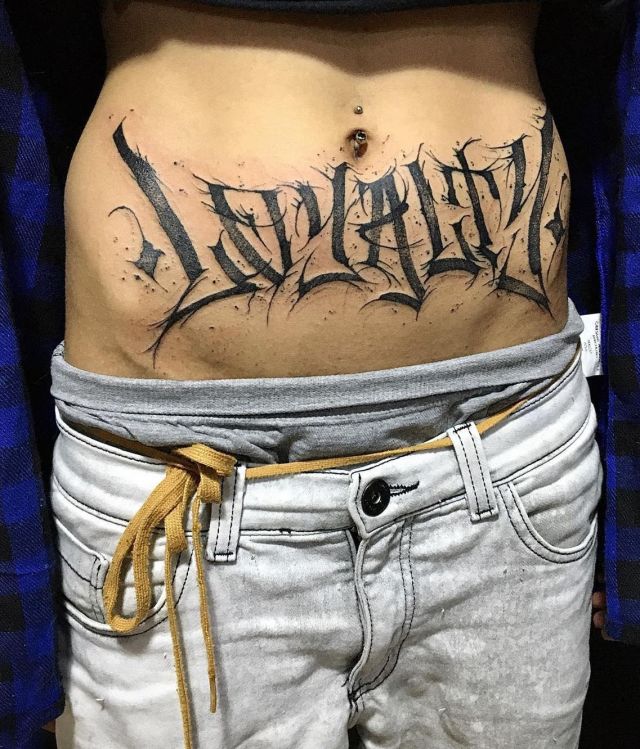 Cool Loyalty Tattoo on Belly