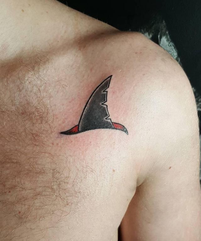 Pretty Shark Fin Tattoo on Shoulder