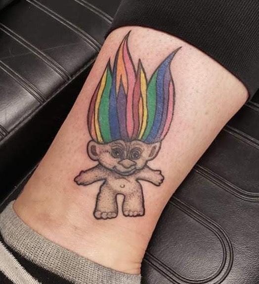 Unique Troll Tattoo on Ankle