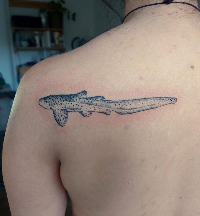 Beautiful Zebra Shark Tattoo on Shoulder