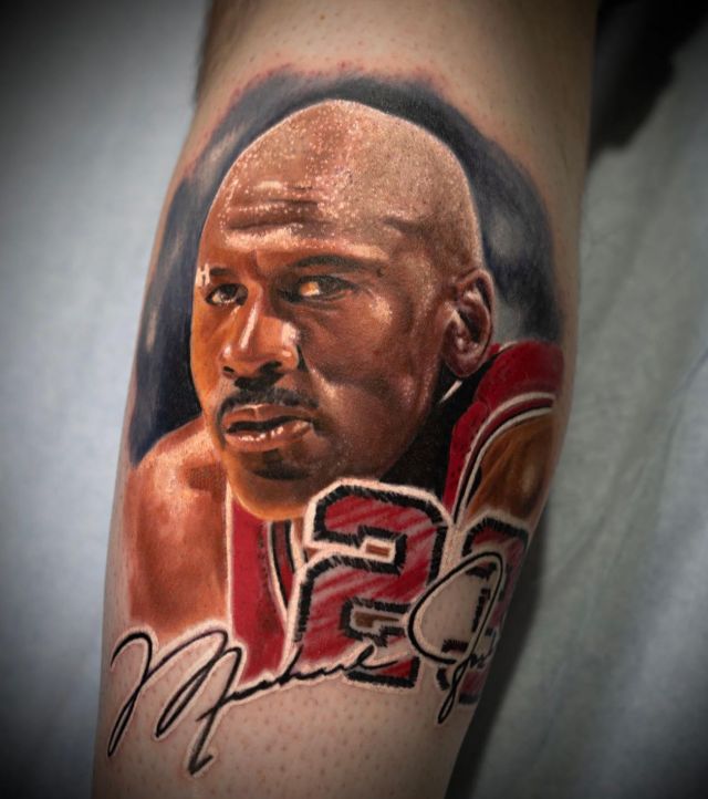 Pretty Michael Jordan Tattoo on Leg