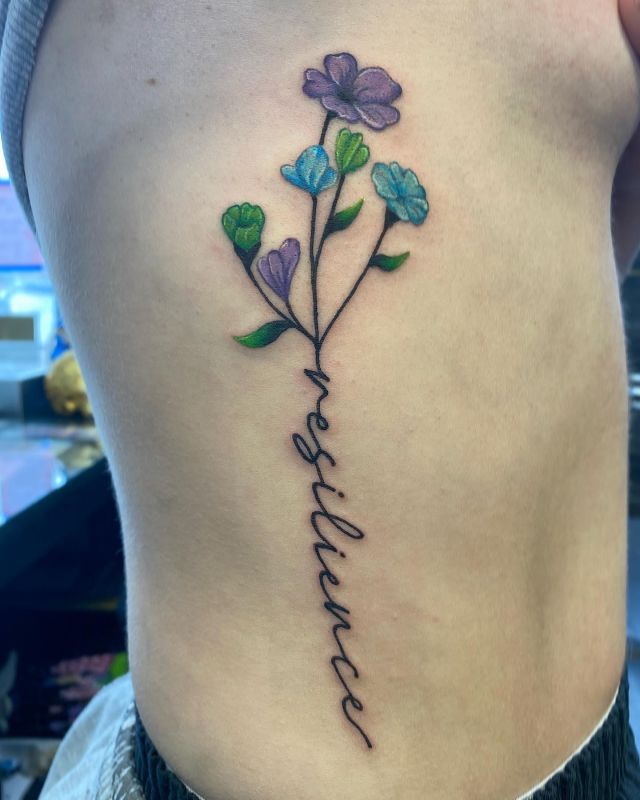Flower Resilience Tattoo on Side Body