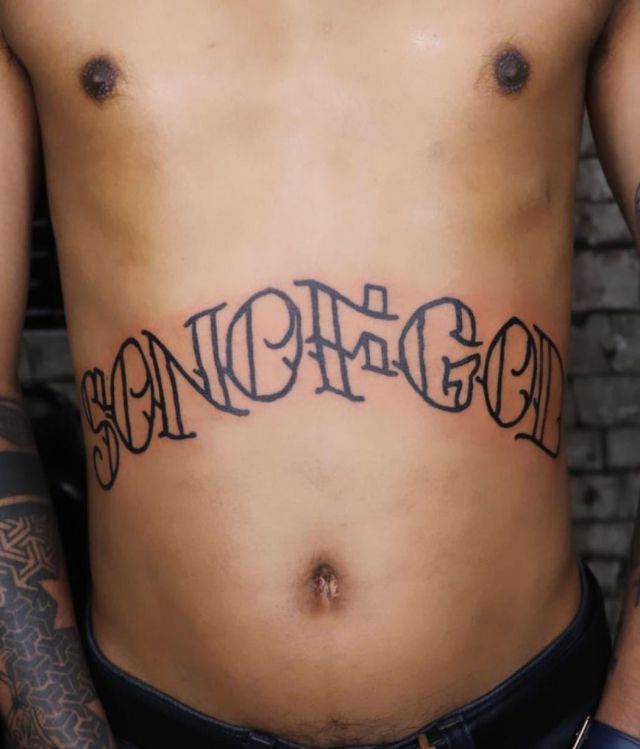 Son of God Tattoo on Belly