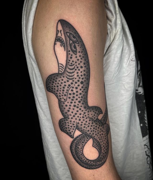 Elegant Zebra Shark Tattoo on Arm
