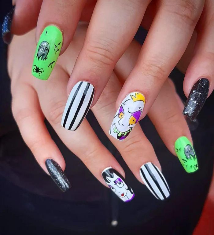 Pretty Coffin Beetlejuice Nail