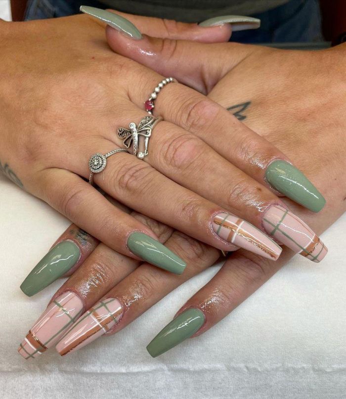 Coffin Sage Green Nail