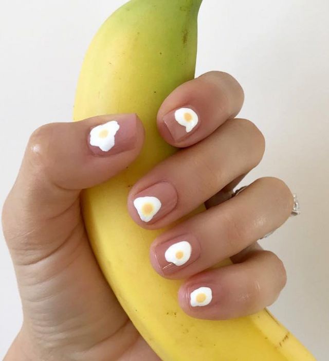 Squoval Fried Egg Nails