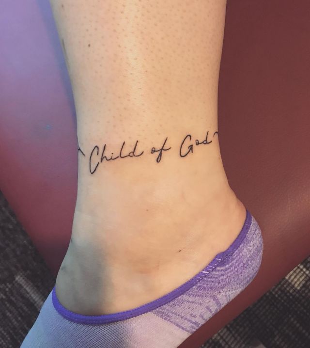 Pretty Child Of God Tattoo on Ankle