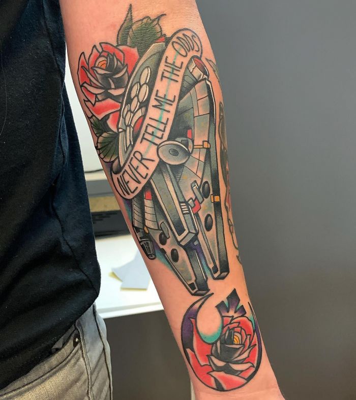 Pretty Star Wars Never tell me the odds Tattoo on Forearm
