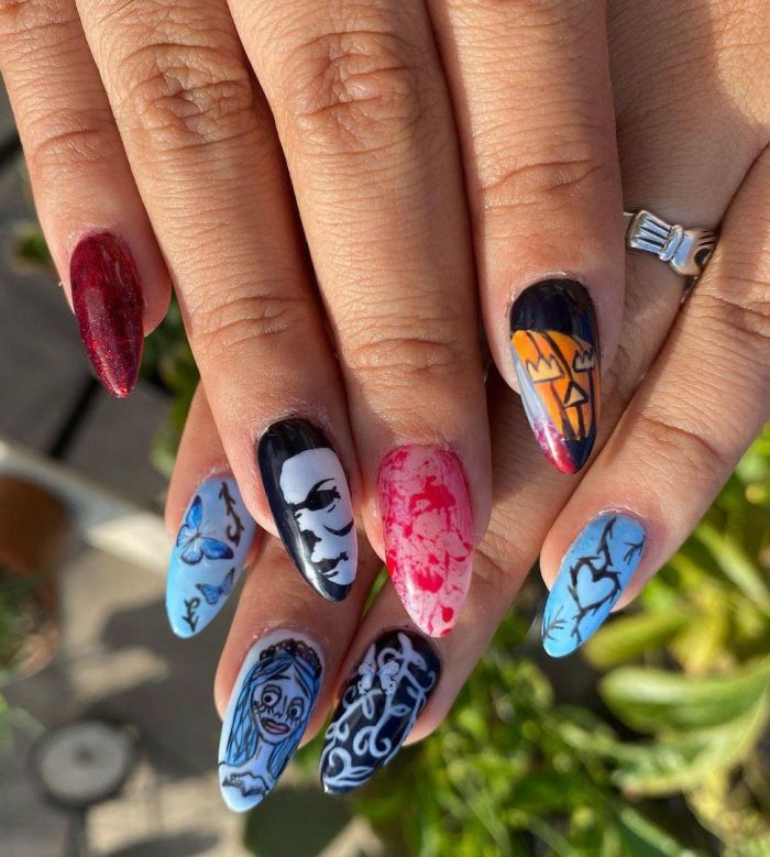 Trendy Almond Corpse Bride Nail