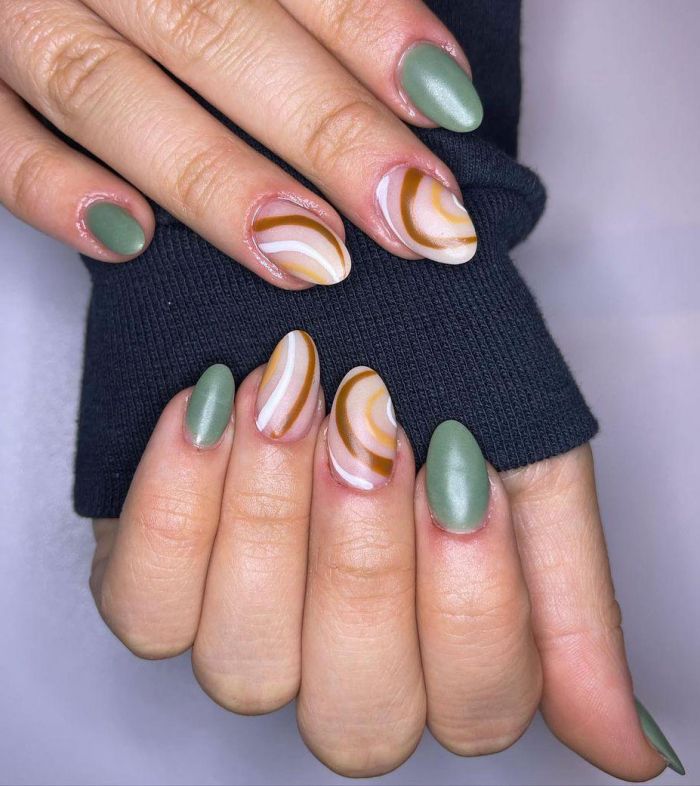 Oval Sage Green Nail