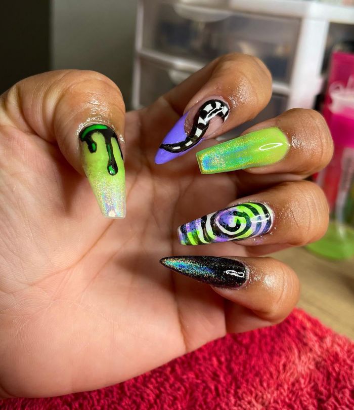 Coffin Beetlejuice Nail Art