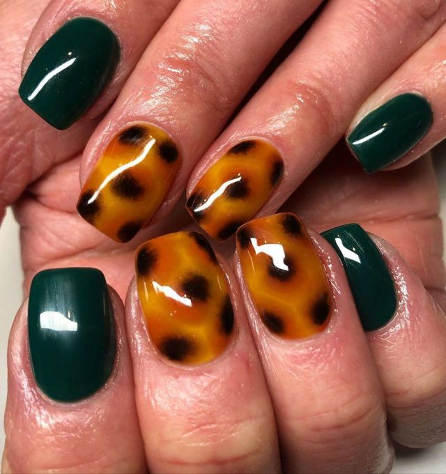 Square Tortoise Shell Nail Art