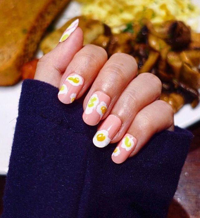 Round Fried Egg Nail Art