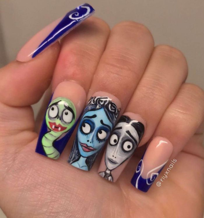 Coffin Corpse Bride Nail Art Design