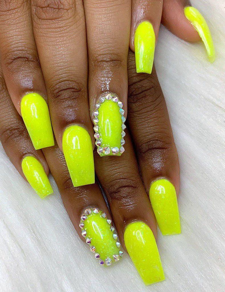 60 Pretty Yellow Acrylic Coffin Nails to Express Your Personality ...