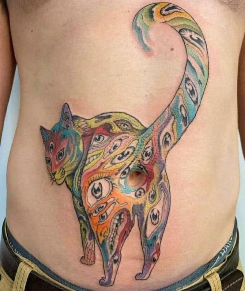 Cat Belly Button Tattoo